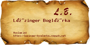 Lézinger Boglárka névjegykártya